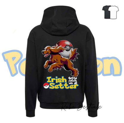 Felpa POKEMON - SETTER IRLANDESE Rosso - Unisex - Grigia o Nera - dalla XS alla 3XL