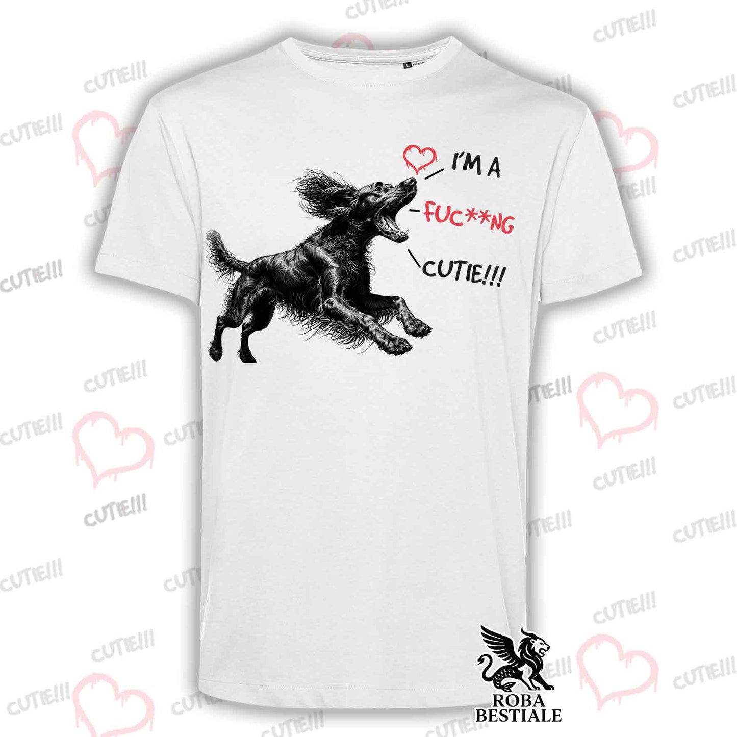 T-Shirt CUTIE - Red IRISH SETTER - White or Beige, for Men or Women - from XS to 5XL