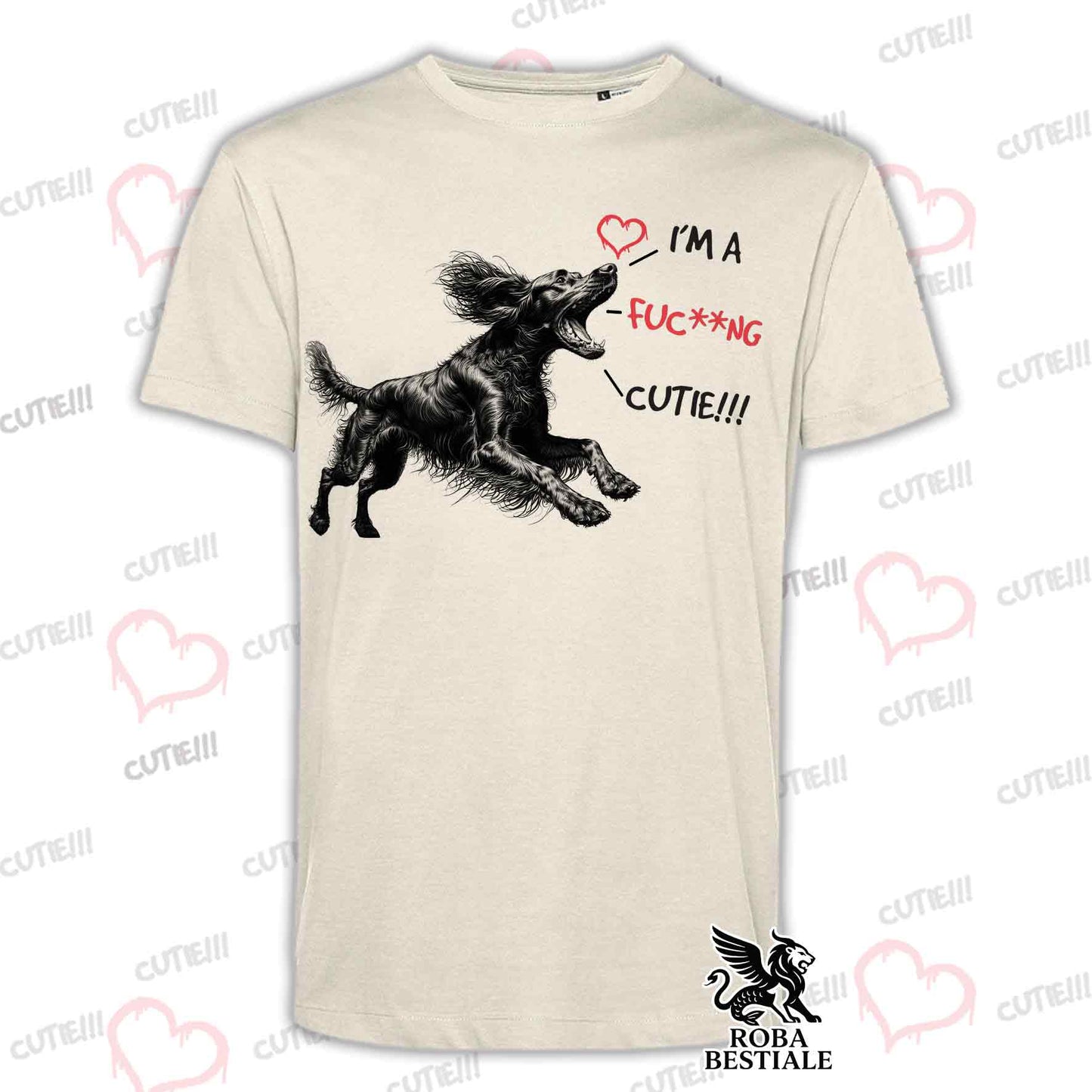 T-Shirt CUTIE - Red IRISH SETTER - White or Beige, for Men or Women - from XS to 5XL