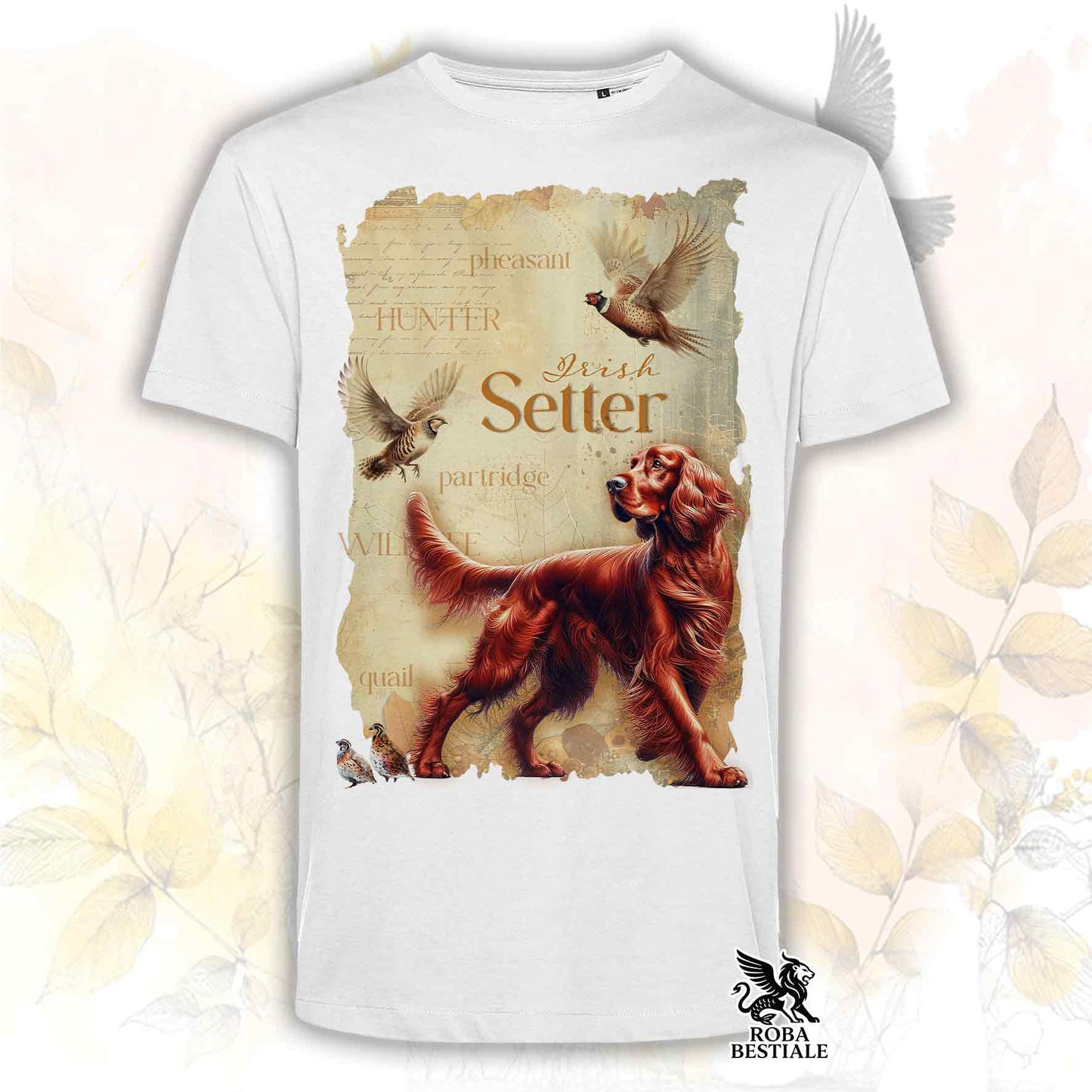 T-Shirt FIELD LEGACY - SETTER IRLANDESE Rosso - Bianca o Beige, da Uomo o da Donna - dalla XS alla 5XL