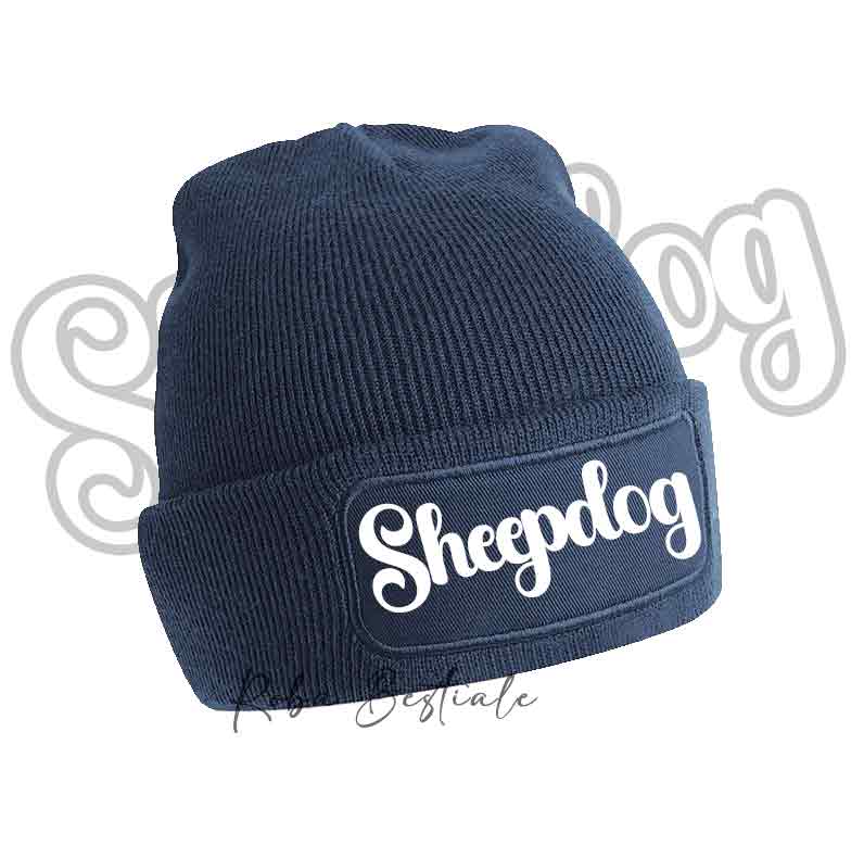 Beanie SHEEPDOG - Winter Hat BLACK, BLUE NAVY or BABY PINK - Writing in color of your choice