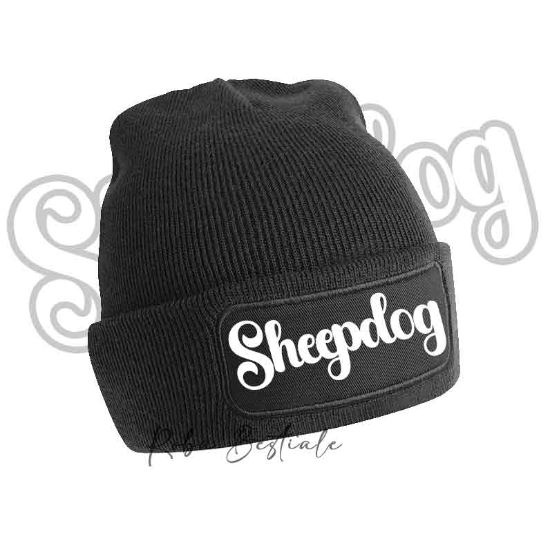 Beanie SHEEPDOG - Winter Hat BLACK, BLUE NAVY or BABY PINK - Writing in color of your choice