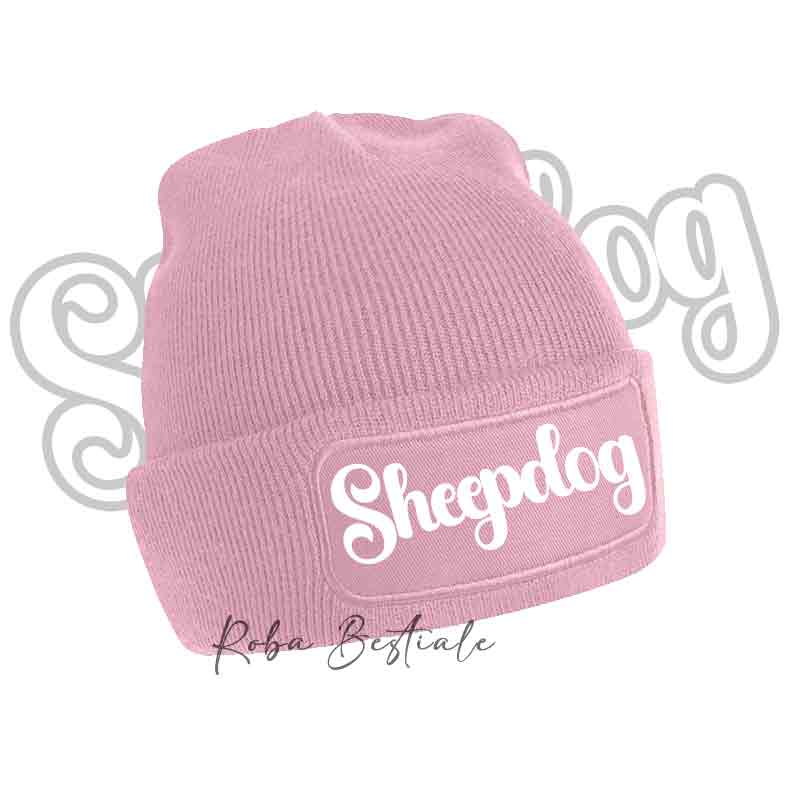 Beanie SHEEPDOG - Winter Hat BLACK, BLUE NAVY or BABY PINK - Writing in color of your choice