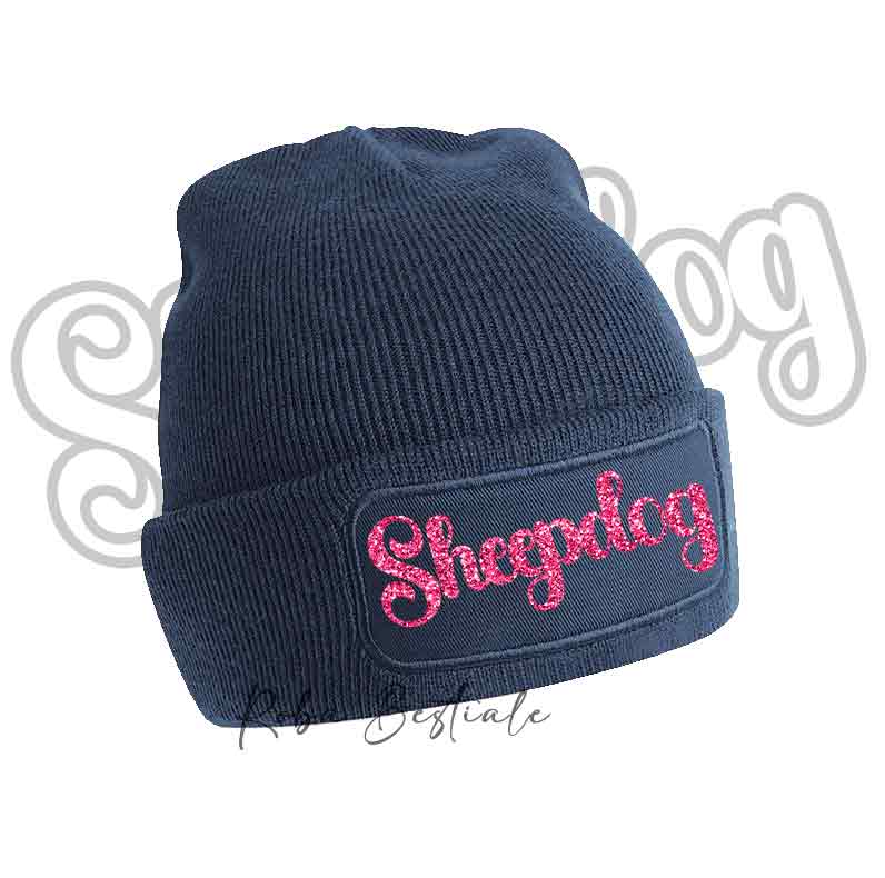 Beanie SHEEPDOG - Winter Hat BLACK, BLUE NAVY or BABY PINK - Writing in color of your choice