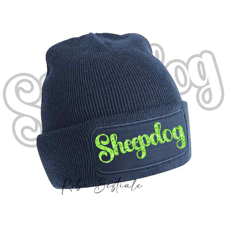 Beanie SHEEPDOG - Winter Hat BLACK, BLUE NAVY or BABY PINK - Writing in color of your choice