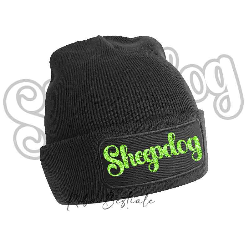 Beanie SHEEPDOG - Winter Hat BLACK, BLUE NAVY or BABY PINK - Writing in color of your choice