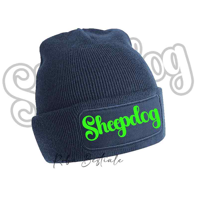 Beanie SHEEPDOG - Winter Hat BLACK, BLUE NAVY or BABY PINK - Writing in color of your choice