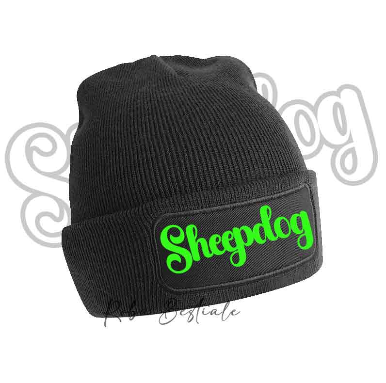 Beanie SHEEPDOG - Winter Hat BLACK, BLUE NAVY or BABY PINK - Writing in color of your choice