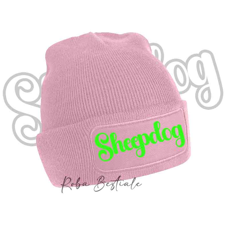 Beanie SHEEPDOG - Winter Hat BLACK, BLUE NAVY or BABY PINK - Writing in color of your choice