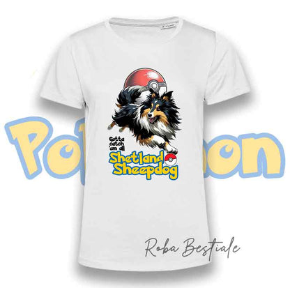 T-Shirt POKEMON - SHETLAND SHEEPDOG - Bianca o Nera - dalla XS alla 5XL