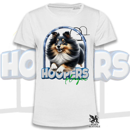 T-Shirt HOOPERS Player - SHETLAND SHEEPDOG Black Tricolor - Bianca o Beige, da Uomo o da Donna - dalla XS alla 5XL