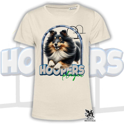 T-Shirt HOOPERS Player - SHETLAND SHEEPDOG Black Tricolor - Bianca o Beige, da Uomo o da Donna - dalla XS alla 5XL