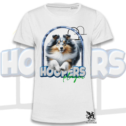 T-Shirt HOOPERS Player - SHETLAND SHEEPDOG Blue Merle - Bianca o Beige, da Uomo o da Donna - dalla XS alla 5XL