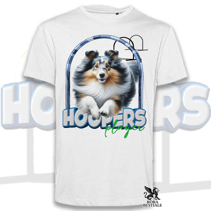 T-Shirt HOOPERS Player - SHETLAND SHEEPDOG Blue Merle - Bianca o Beige, da Uomo o da Donna - dalla XS alla 5XL