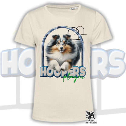 T-Shirt HOOPERS Player - SHETLAND SHEEPDOG Blue Merle - Bianca o Beige, da Uomo o da Donna - dalla XS alla 5XL