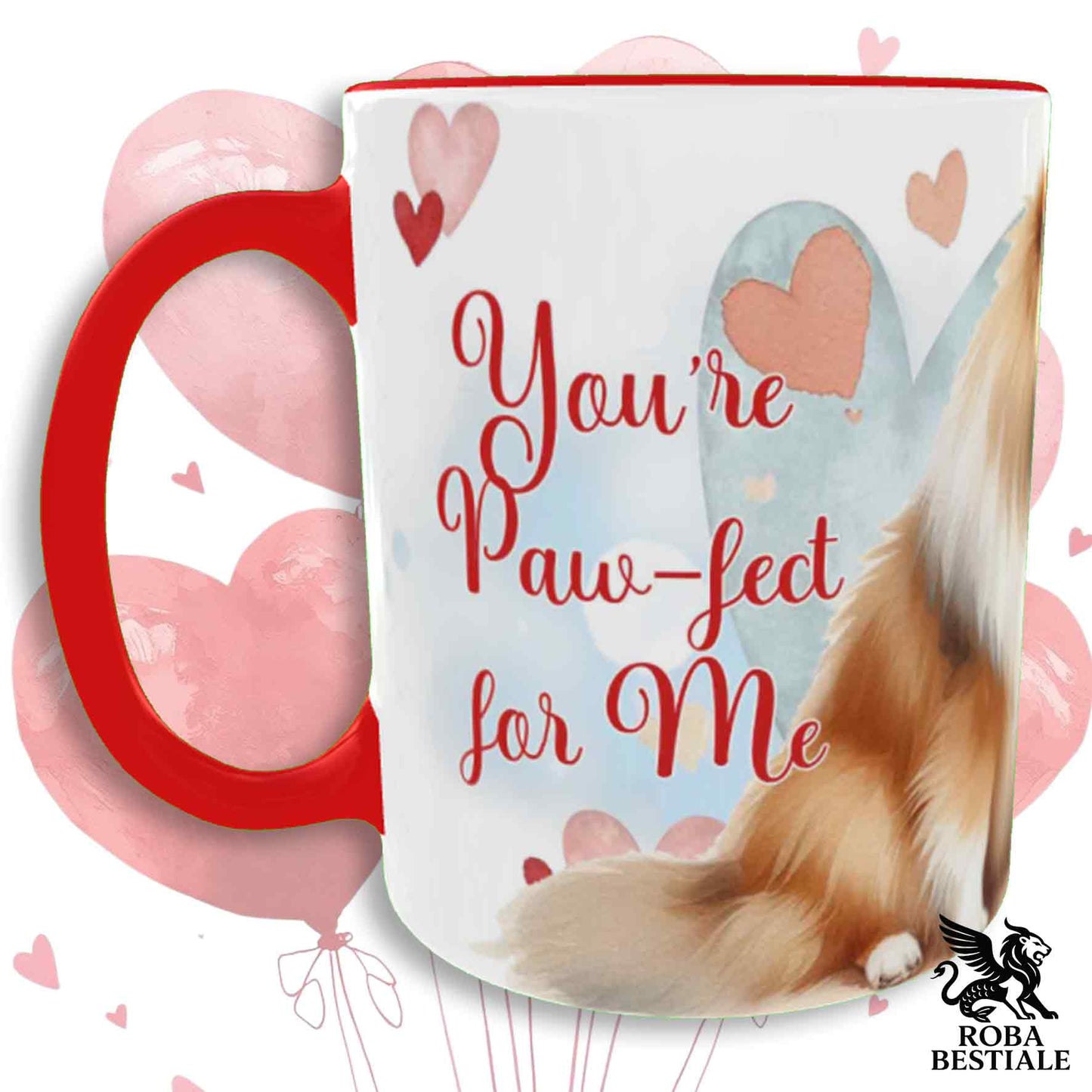 Tazza LOVE ME - SHETLAND SHEEPDOG Fulvo Zibellino - In Ceramica, con dettagli Rossi - 330 ml