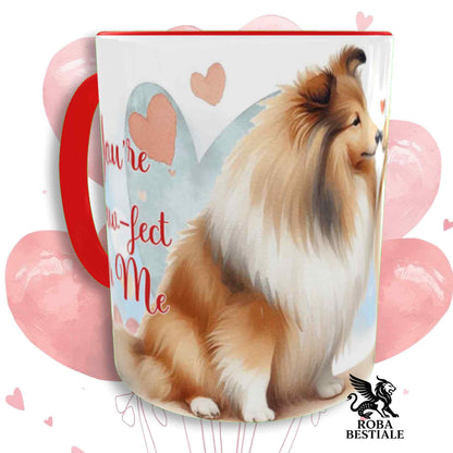 Tazza LOVE ME - SHETLAND SHEEPDOG Fulvo Zibellino - In Ceramica, con dettagli Rossi - 330 ml