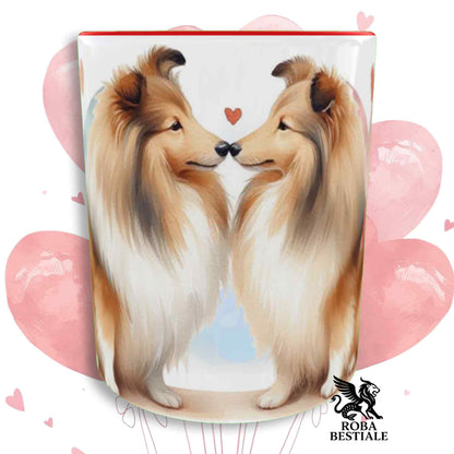 Tazza LOVE ME - SHETLAND SHEEPDOG Fulvo Zibellino - In Ceramica, con dettagli Rossi - 330 ml
