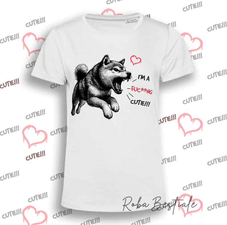 T-Shirt I'M A FUC**NG CUTIE - SHIBA INU Rosso - Uomo o Donna - dalla XS alla 5XL