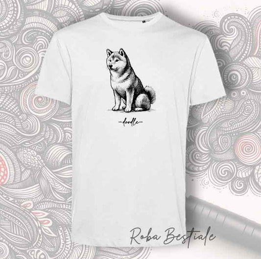 T-Shirt DOODLE - SHIBA INU Rosso