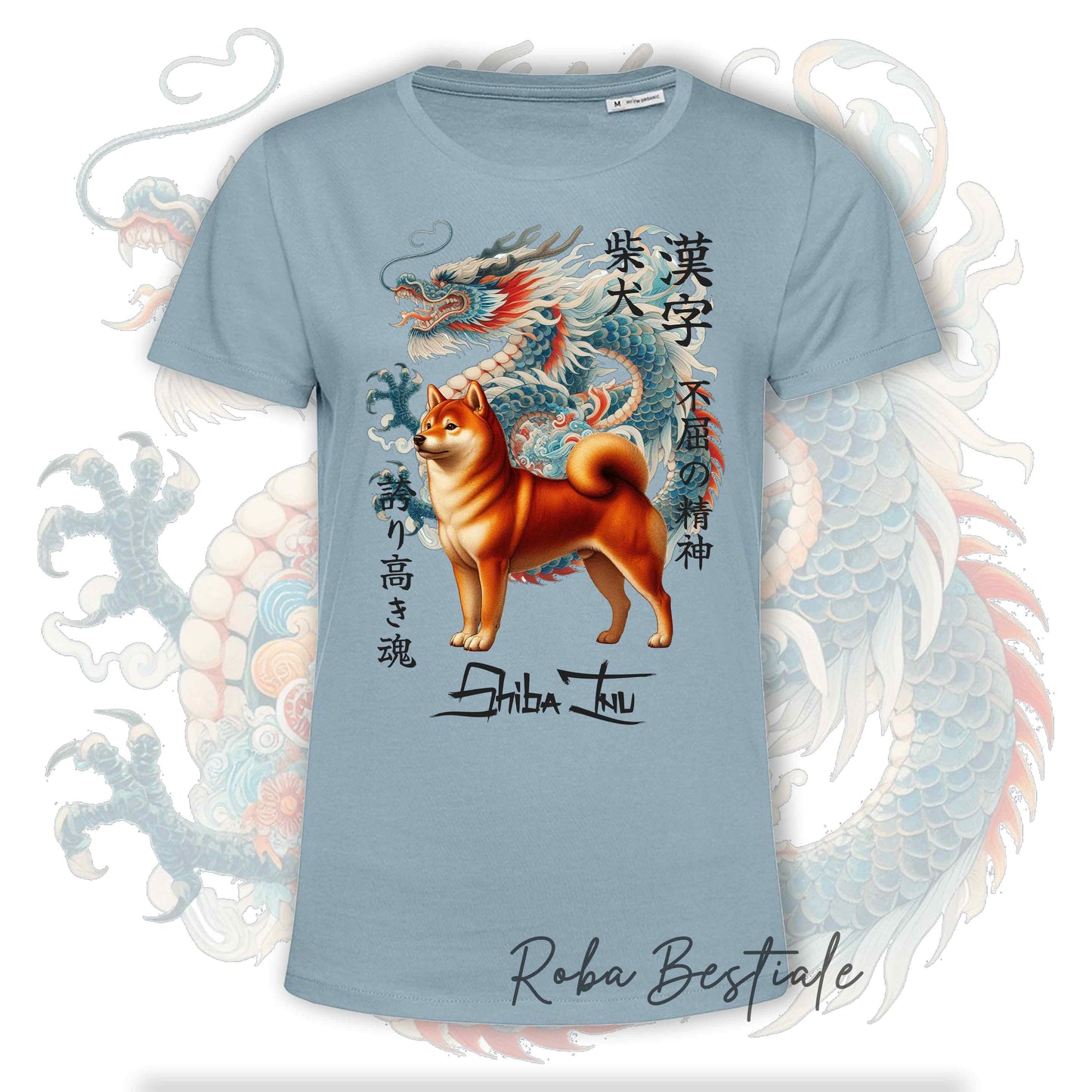 T-Shirt JAPAN STYLE "DRAGON" - SHIBA INU Rosso - da DONNA, in tanti colori! Dalla XS alla 3XL