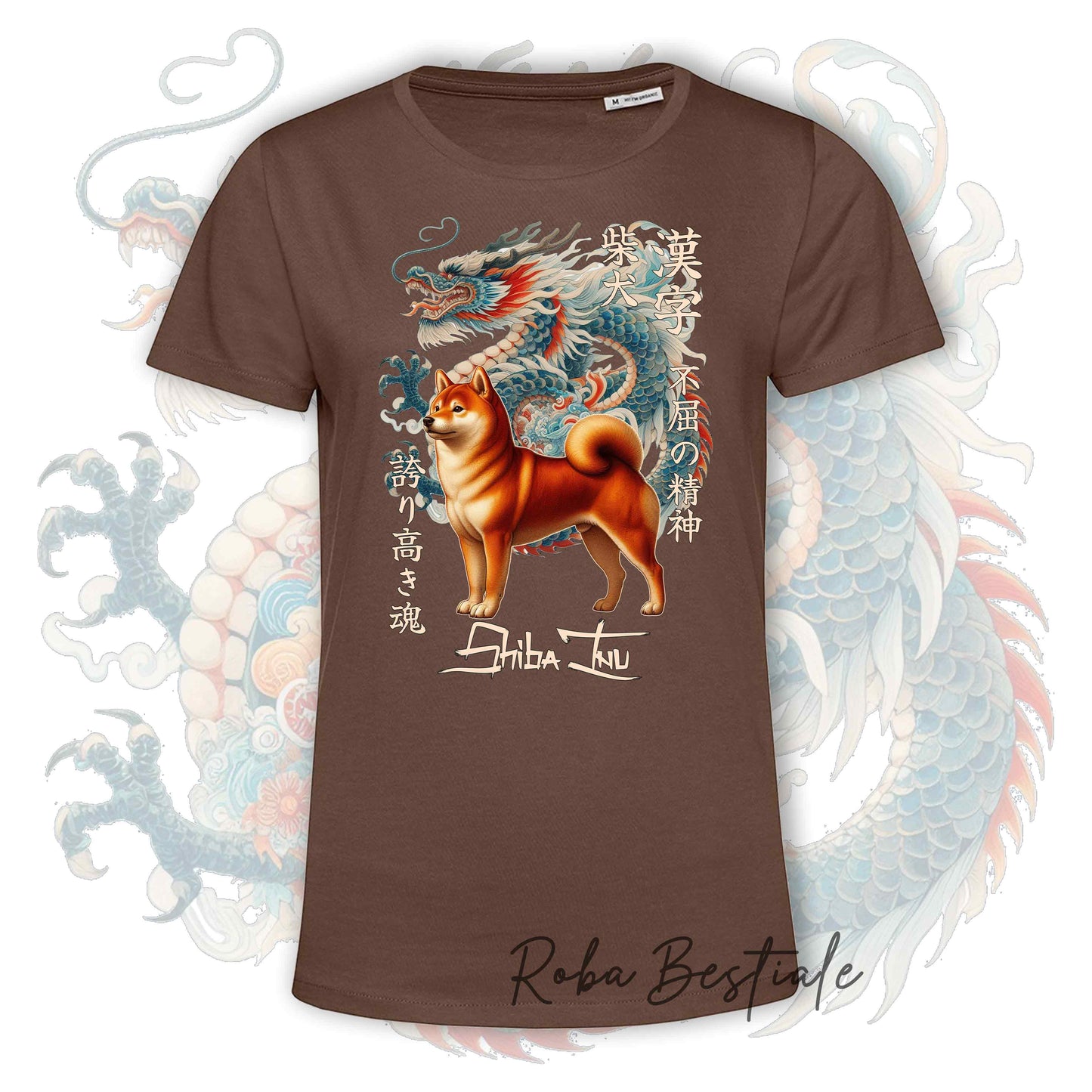 T-Shirt JAPAN STYLE "DRAGON" - SHIBA INU Rosso - da DONNA, in tanti colori! Dalla XS alla 3XL