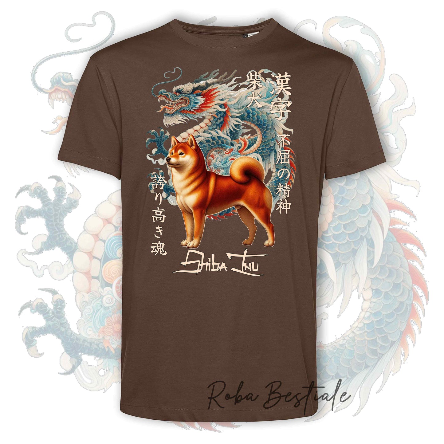 T-Shirt JAPAN STYLE "DRAGON" - SHIBA INU Rosso - da UOMO, in tanti colori! Dalla XS alla 5XL