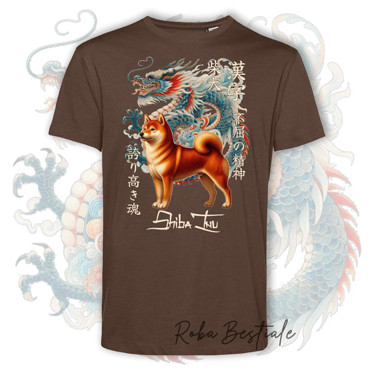 T-Shirt JAPAN STYLE "DRAGON" - SHIBA INU Rosso - da UOMO, in tanti colori! Dalla XS alla 5XL