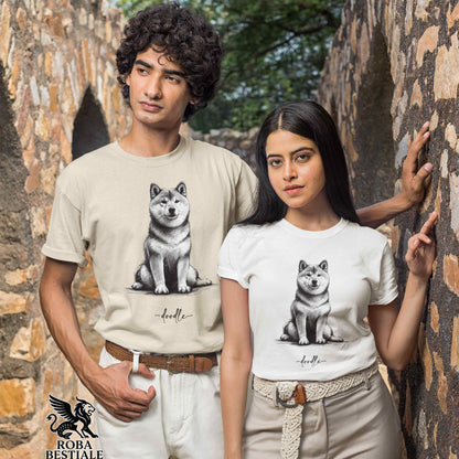 DOODLE T-Shirt - SHIBA INU - White or Beige, for Men or Women - from XS to 5XL