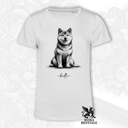 DOODLE T-Shirt - SHIBA INU - White or Beige, for Men or Women - from XS to 5XL