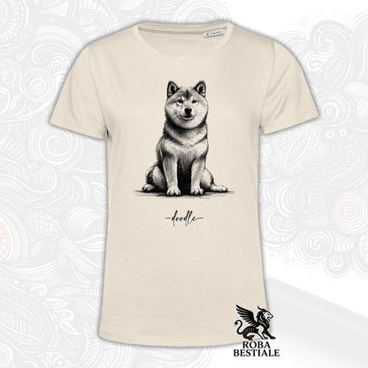 DOODLE T-Shirt - SHIBA INU - White or Beige, for Men or Women - from XS to 5XL