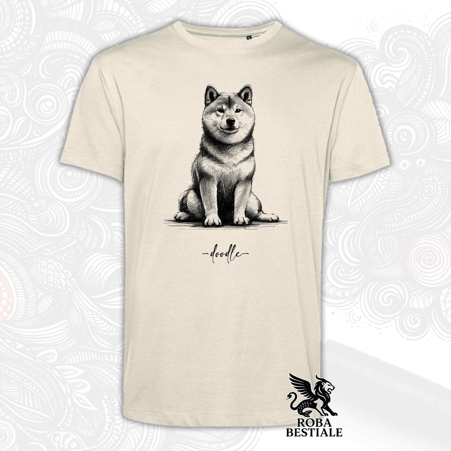 DOODLE T-Shirt - SHIBA INU - White or Beige, for Men or Women - from XS to 5XL