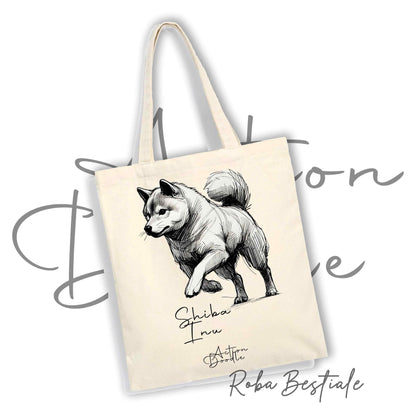Shopper ACTION DOODLE - SHIBA INU 1 - Diversi colori disponibili, 100% Cotone