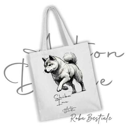 Shopper ACTION DOODLE - SHIBA INU 1 - Diversi colori disponibili, 100% Cotone