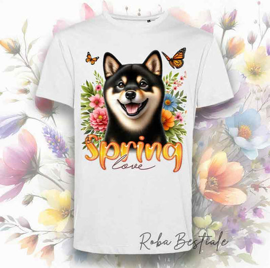SPRING LOVE T-Shirt - SHIBA INU Black Tricolor