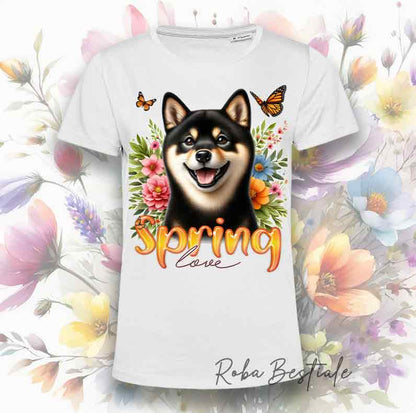 T-Shirt SPRING LOVE - SHIBA INU Black Tricolor
