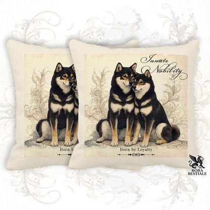 Cuscino NOBILITY - SHIBA INU Nero Focato - 100% Tela di Cotone - 40x40 cm