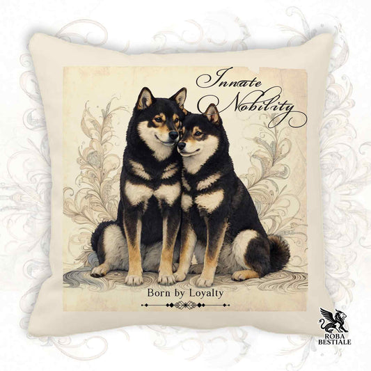Cuscino NOBILITY - SHIBA INU Nero Focato - 100% Tela di Cotone - 40x40 cm