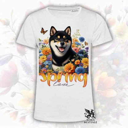 T-Shirt SPRING LOVE - SHIBA INU Nero Focato - Bianca o Beige, da Uomo o da Donna - dalla XS alla 5XL