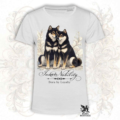T-Shirt NOBILITY - SHIBA INU Nero Focato - Bianca o Beige, da Uomo o da Donna - dalla XS alla 5XL
