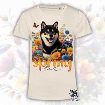 T-Shirt SPRING LOVE - SHIBA INU Nero Focato - Bianca o Beige, da Uomo o da Donna - dalla XS alla 5XL