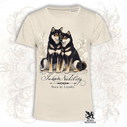 T-Shirt NOBILITY - SHIBA INU Nero Focato - Bianca o Beige, da Uomo o da Donna - dalla XS alla 5XL