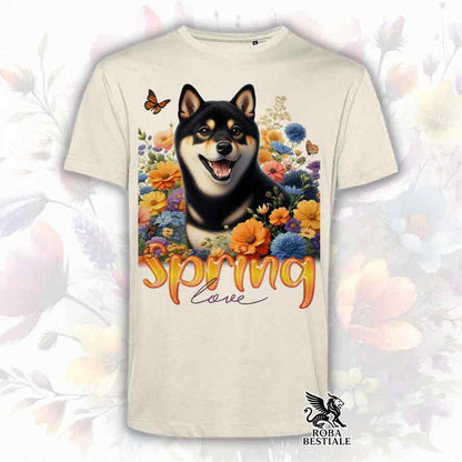 T-Shirt SPRING LOVE - SHIBA INU Nero Focato - Bianca o Beige, da Uomo o da Donna - dalla XS alla 5XL