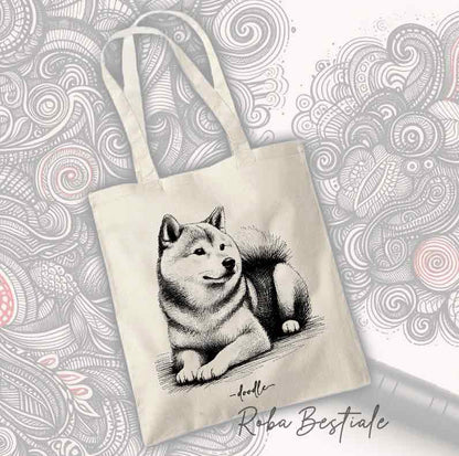 Shopper DOODLE - SHIBA INU Rosso