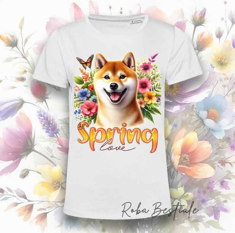T-Shirt SPRING LOVE - SHIBA INU Rosso