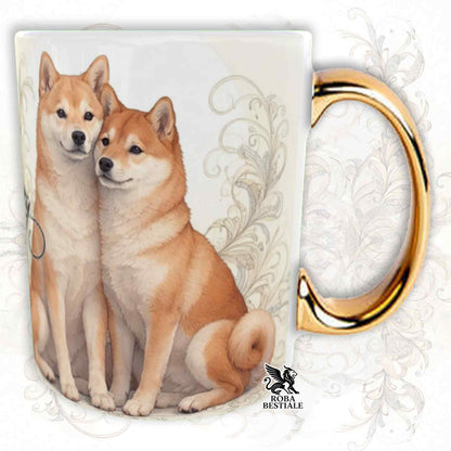 Tazza NOBILITY - SHIBA INU Rosso - Manico ORO - 330 ml - in Ceramica