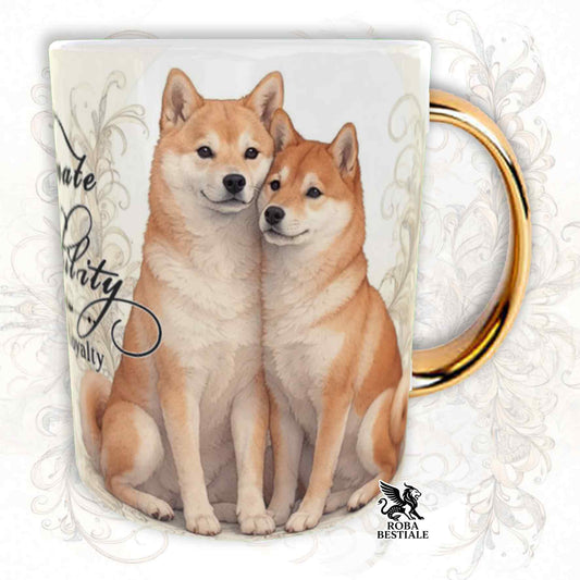 Tazza NOBILITY - SHIBA INU Rosso - Manico ORO - 330 ml - in Ceramica