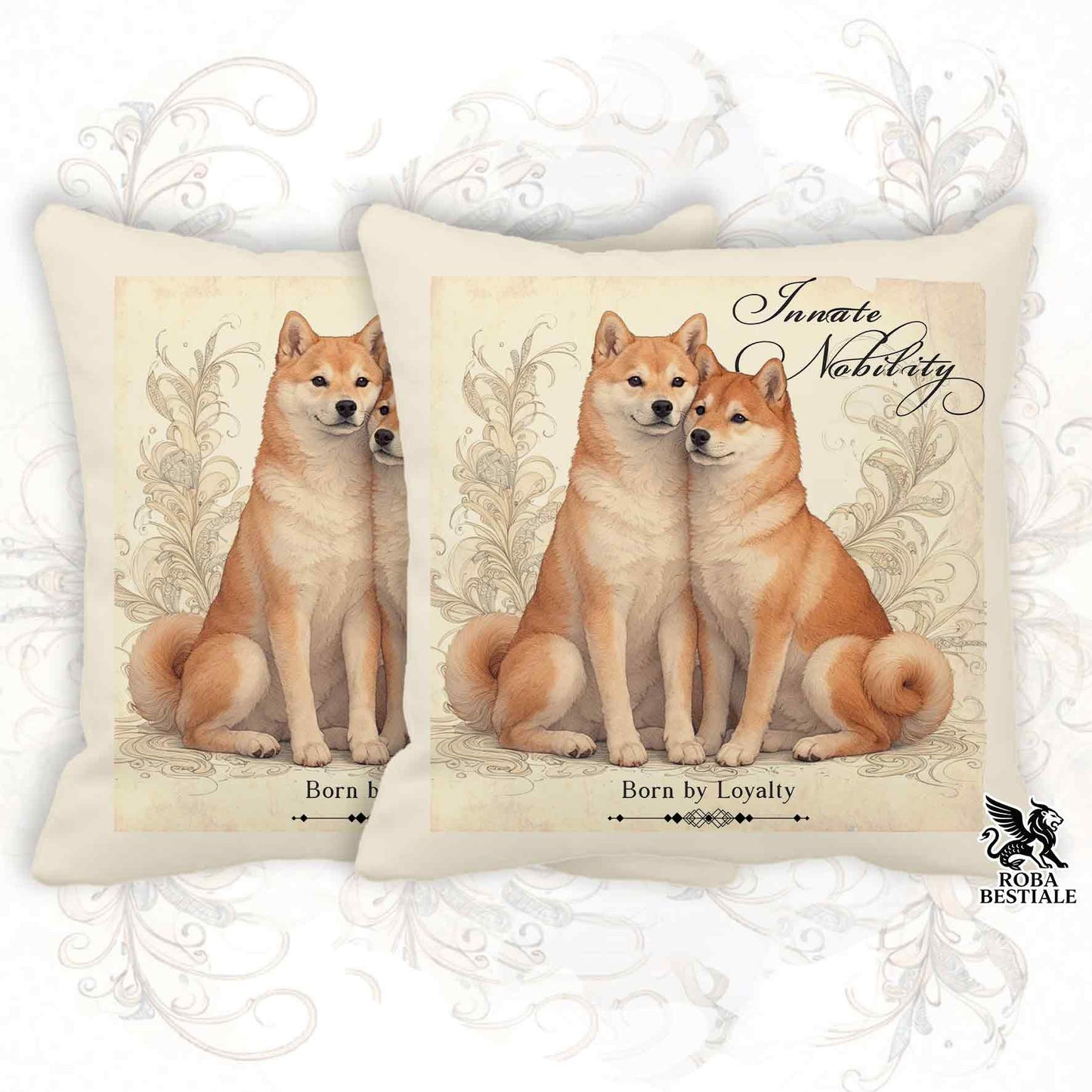 Cuscino NOBILITY - SHIBA INU Rosso - 100% Tela di Cotone - 40x40 cm