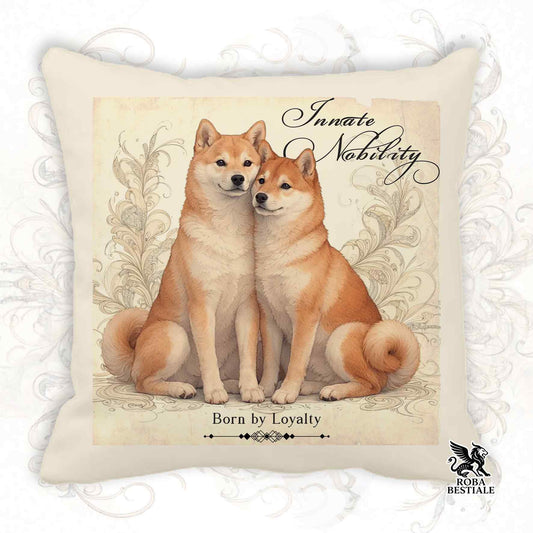 Cuscino NOBILITY - SHIBA INU Rosso - 100% Tela di Cotone - 40x40 cm