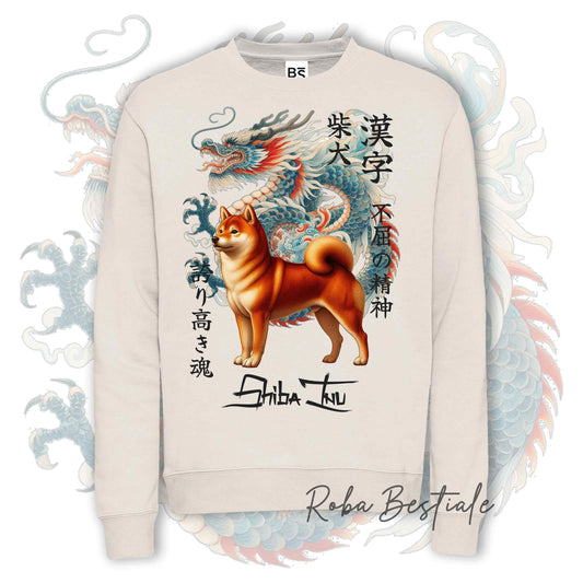 Felpa Invernale JAPAN STYLE "DRAGON" - SHIBA INU Rosso - Girocollo, Unisex, in tanti colori! - dalla XS alla 3XL